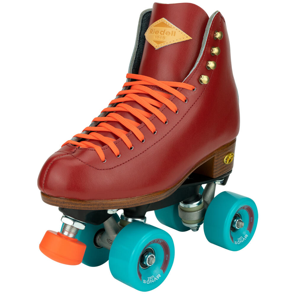 RIEDELL CREW OUTDOOR HIGH TOP QUAD ROLLER SKATES WITH ZEN WHEELS – CRIMSON RED 1/5