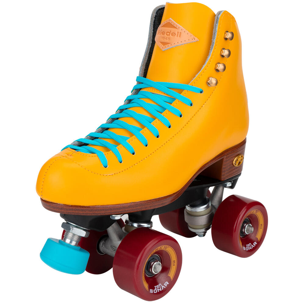 RIEDELL RIEDELL CREW OUTDOOR HIGH TOP QUAD ROLLER SKATES WITH ZEN WHEELS – TURMERIC