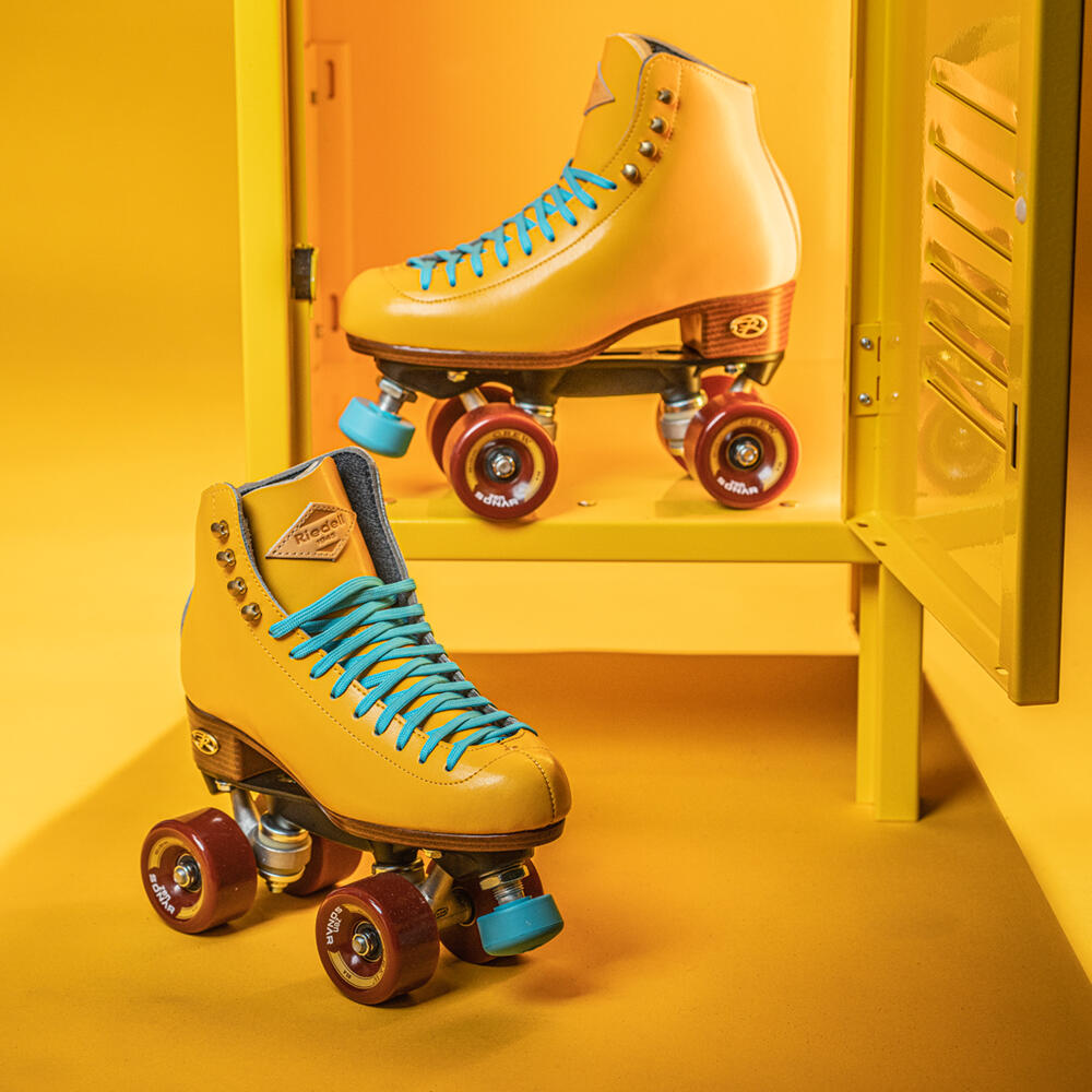 RIEDELL CREW OUTDOOR HIGH TOP QUAD ROLLER SKATES WITH ZEN WHEELS – TURMERIC 4/5