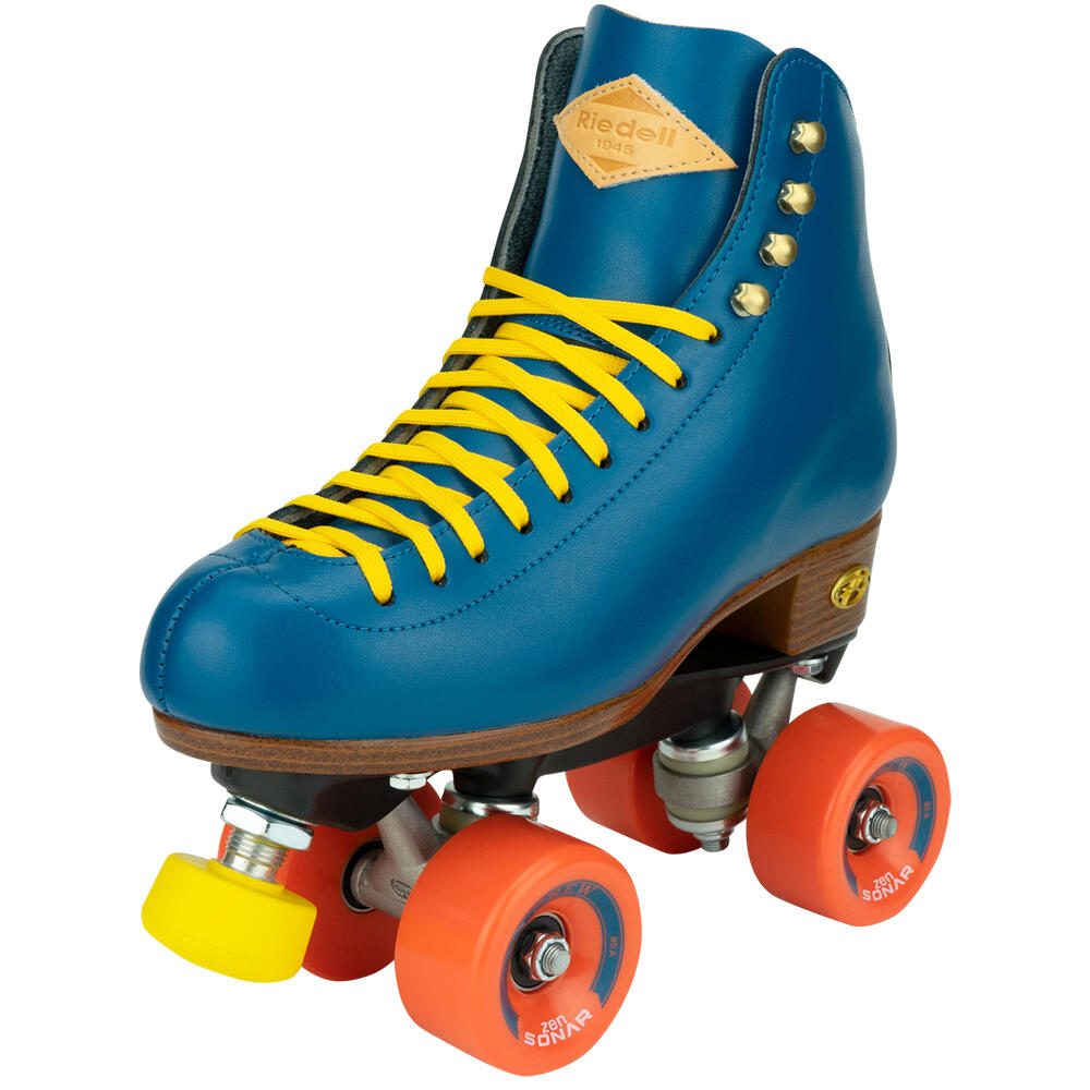 RIEDELL CREW OUTDOOR HIGH TOP QUAD ROLLER SKATES WITH ZEN WHEELS OCEAN BLUE RIEDELL Decathlon