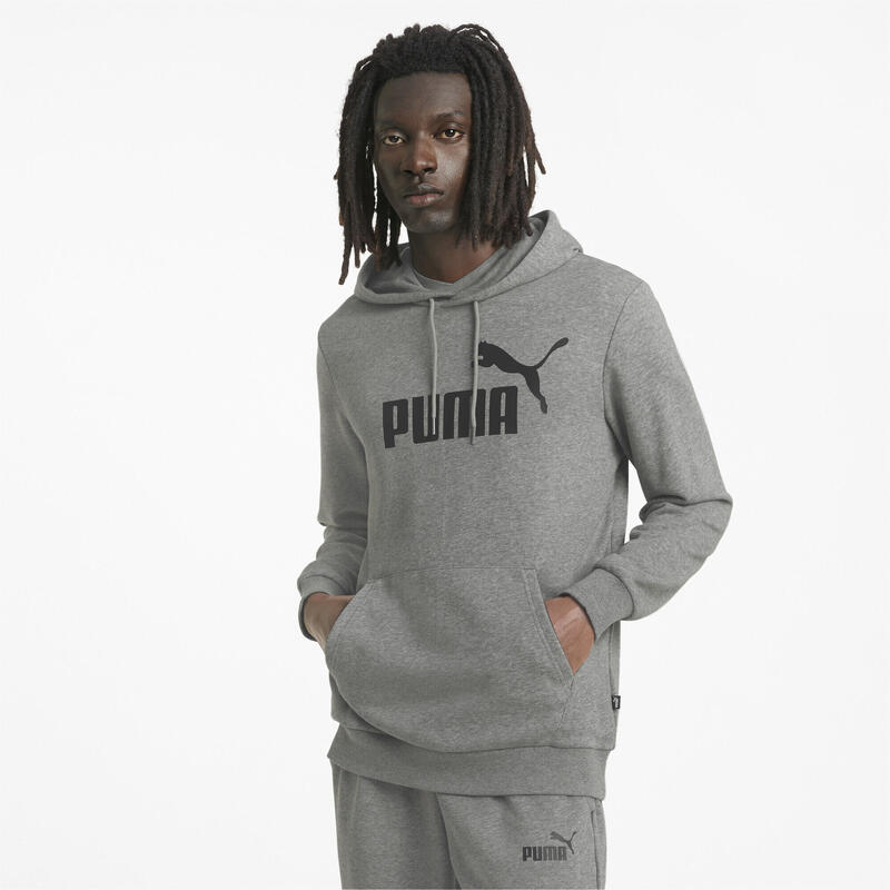 Felpa con cappuccio Essentials con logo grande da uomo PUMA Medium Gray Heather