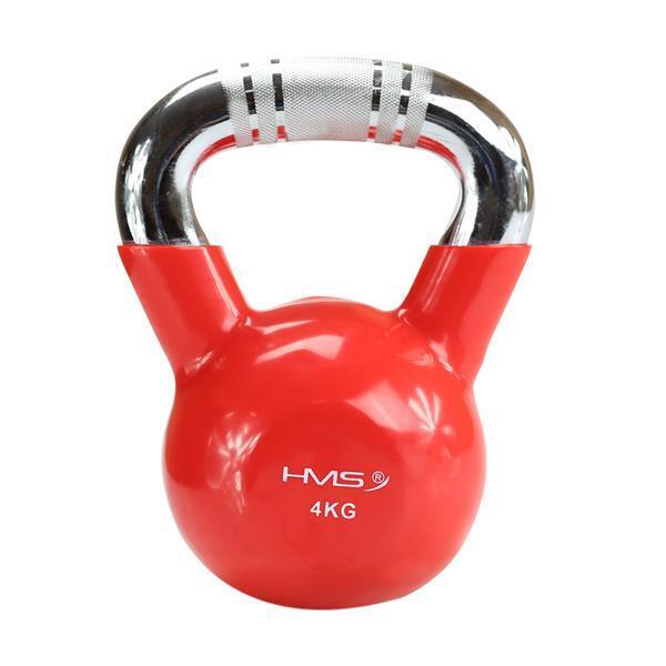 Kettlebell żeliwny pokryty winylem z chromowanym, radełkowanym uchwytem KTC HMS