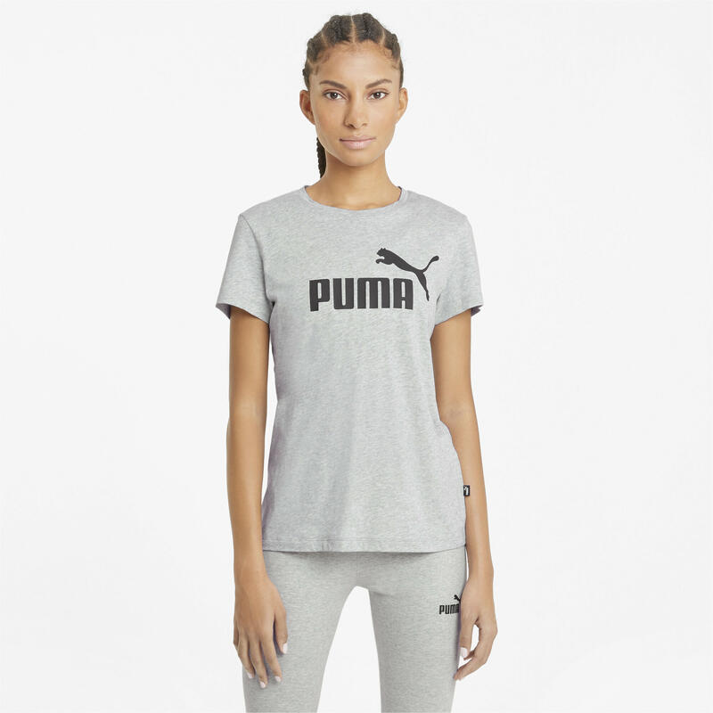 Essentials Logo T-shirt voor dames PUMA Light Gray Heather