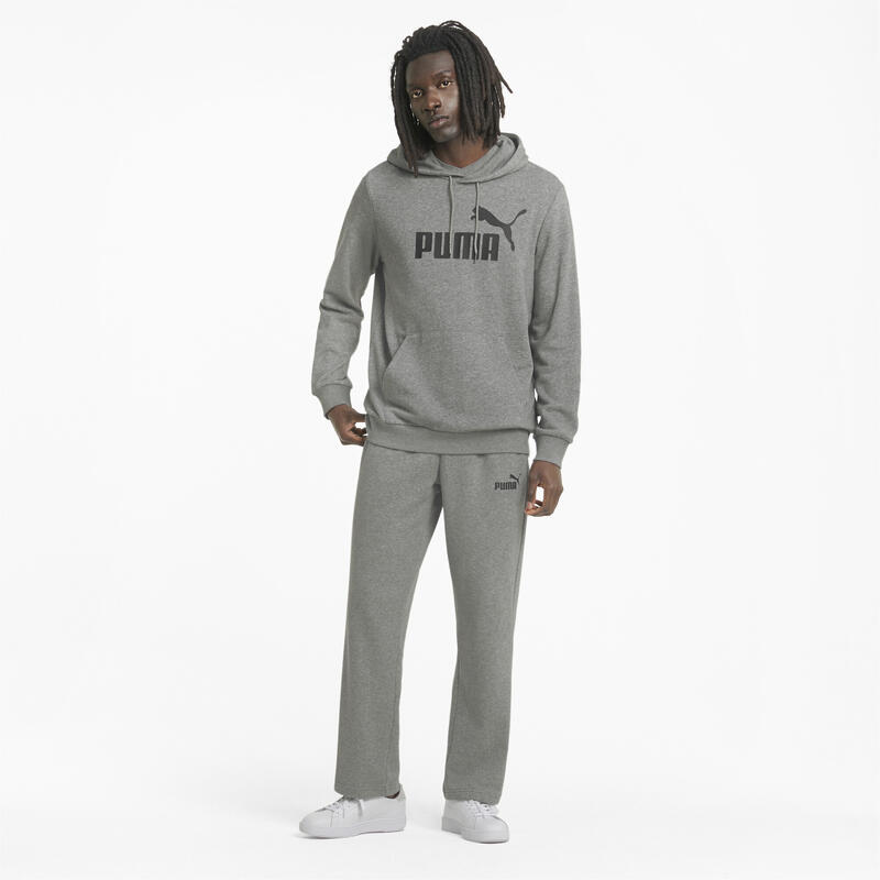 Felpa con cappuccio e logo grande Essentials uomo PUMA Medium Gray Heather