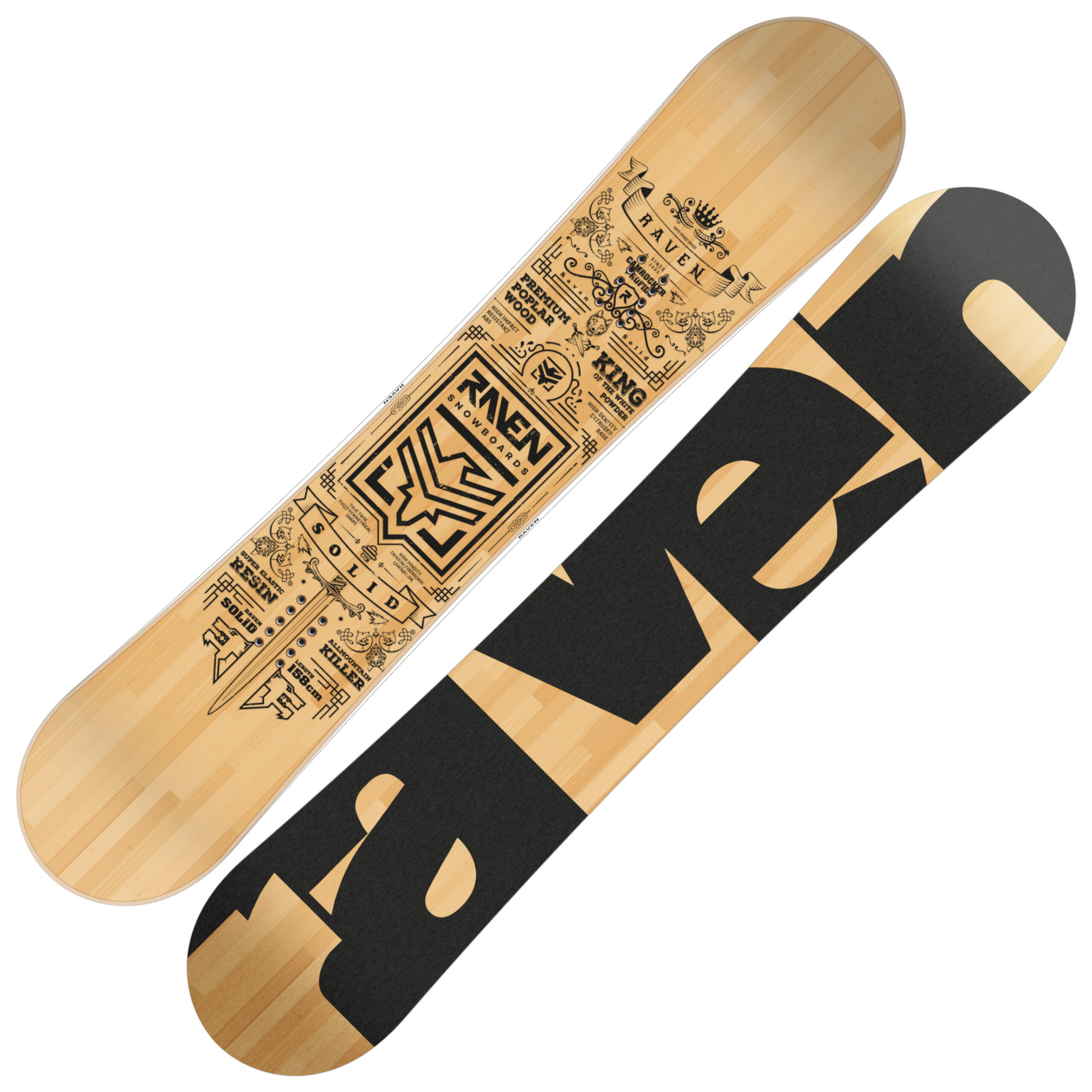 RAVEN Snowboard Solid Classic Zwart/Hout