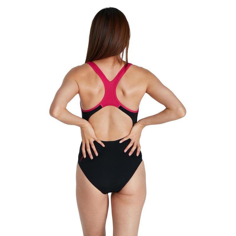 Speedo Plastisol Laneback Swimsuit Black Magenta Speedo Decathlon