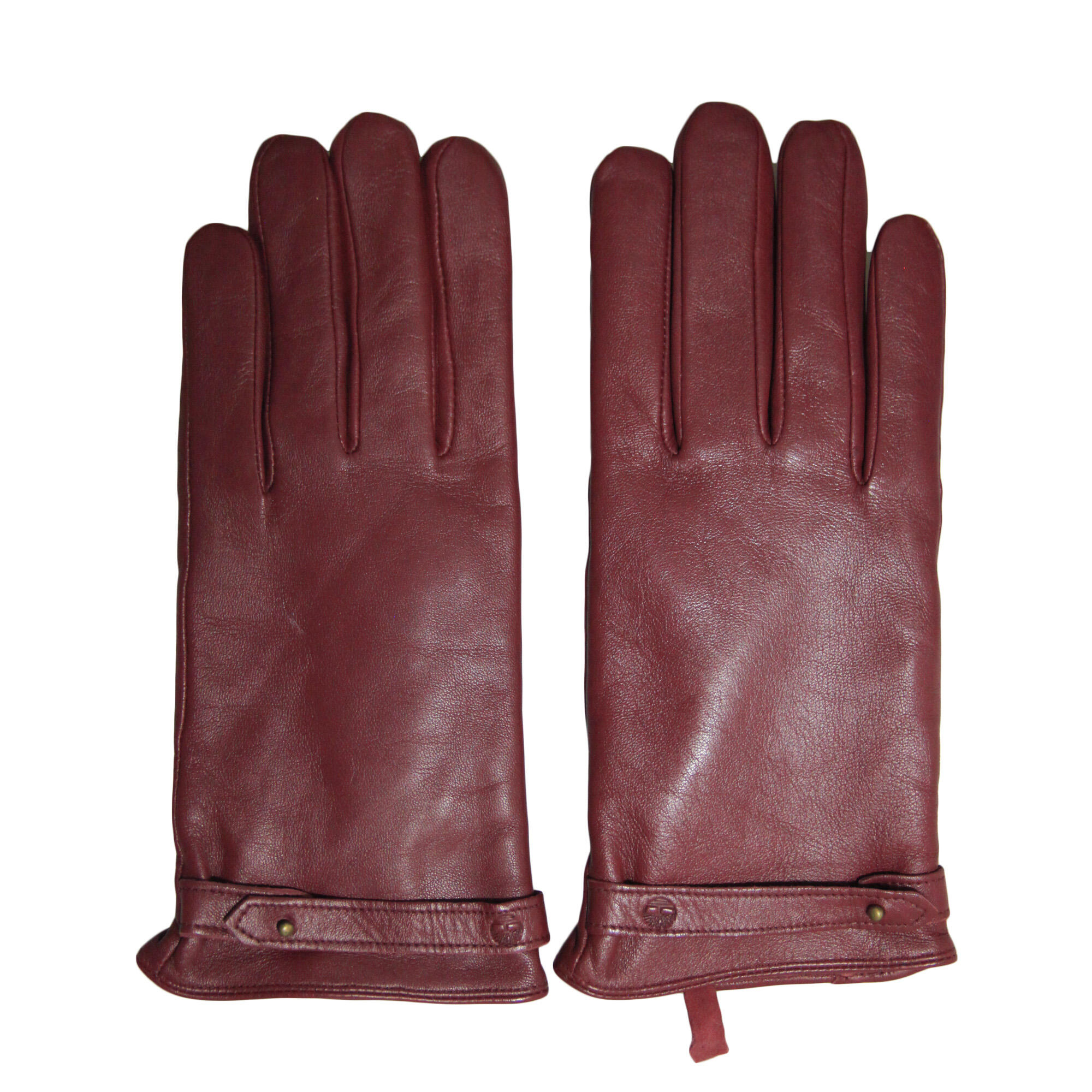 Womens/Ladies Leather Gloves (Burgundy) 1/3