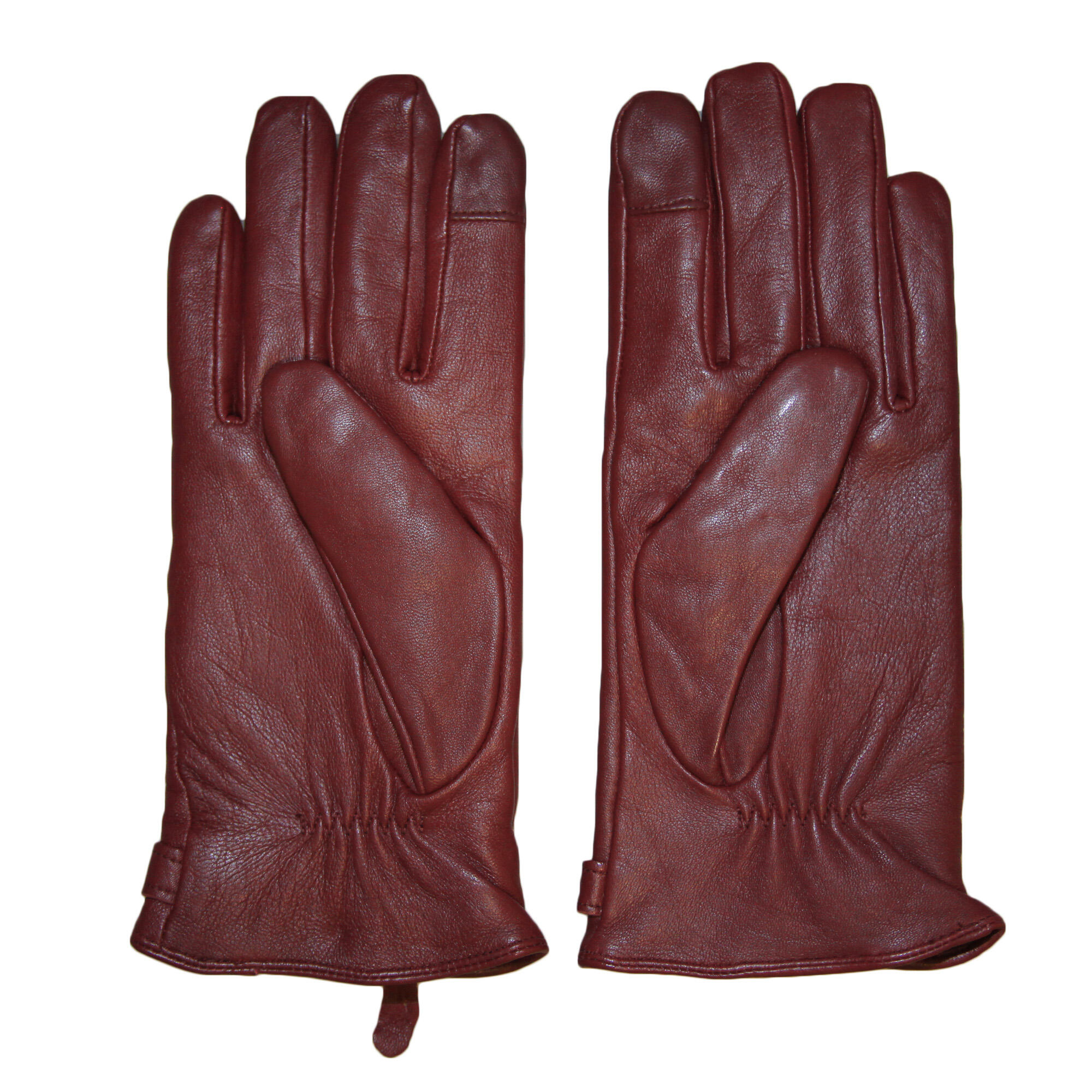 Womens/Ladies Leather Gloves (Burgundy) 2/3