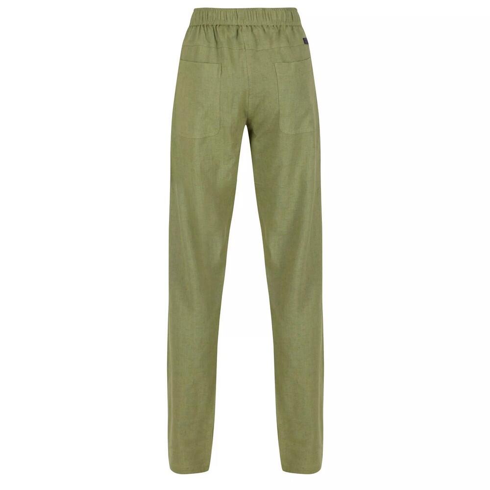 Womens/Ladies Maida Linen Trousers (Green Fields) 2/5