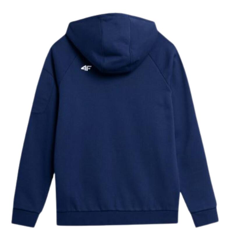 Camiseta de gimnasia larga y con capucha para hombre 4F. Azul