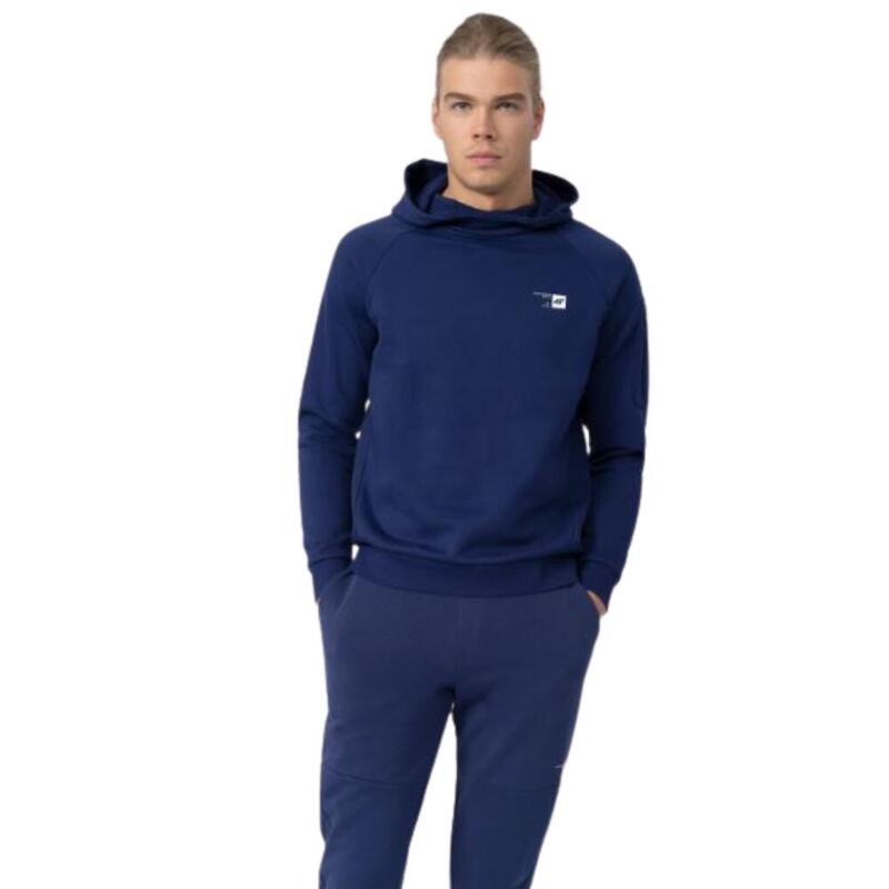 Camiseta de gimnasia larga y con capucha para hombre 4F. Azul