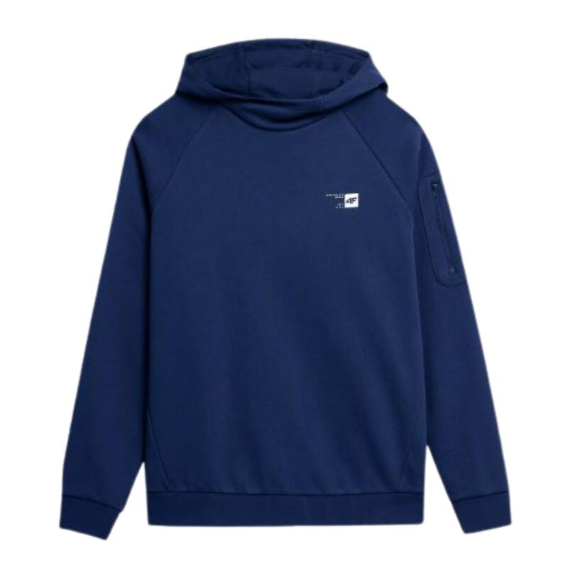 Camiseta de gimnasia larga y con capucha para hombre 4F. Azul