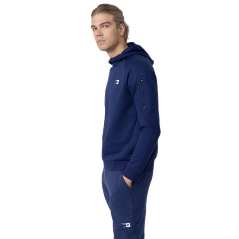 Camiseta de gimnasia larga y con capucha para hombre 4F. Azul