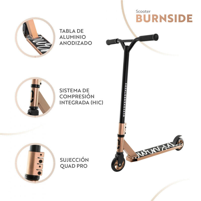 Patinete Burnside. Quad pro peso max. 100kg y rodamiento abec7 scooter olsson 100mm and brothers