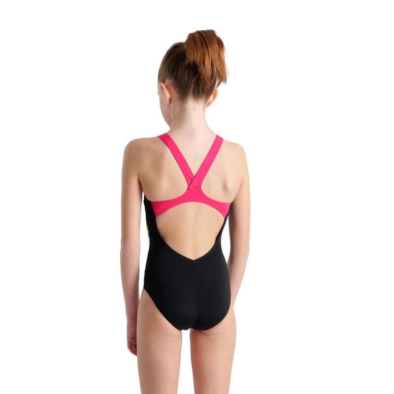 Arena Girl's V Back Swimsuit - Black/Freak Rose