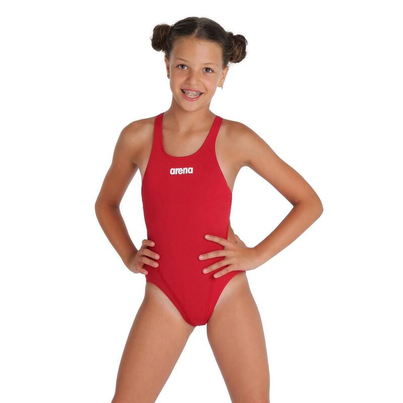 Combinaison de natation fille Team Swim Tech Solid - Rouge/Blanc