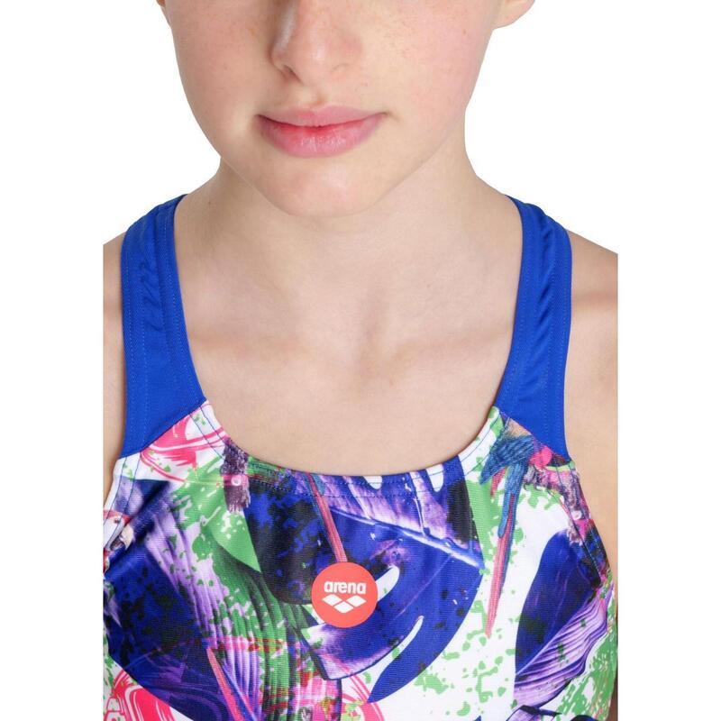 Arena Girl's Crazy Swimsuit - Neon/Blue/Multi