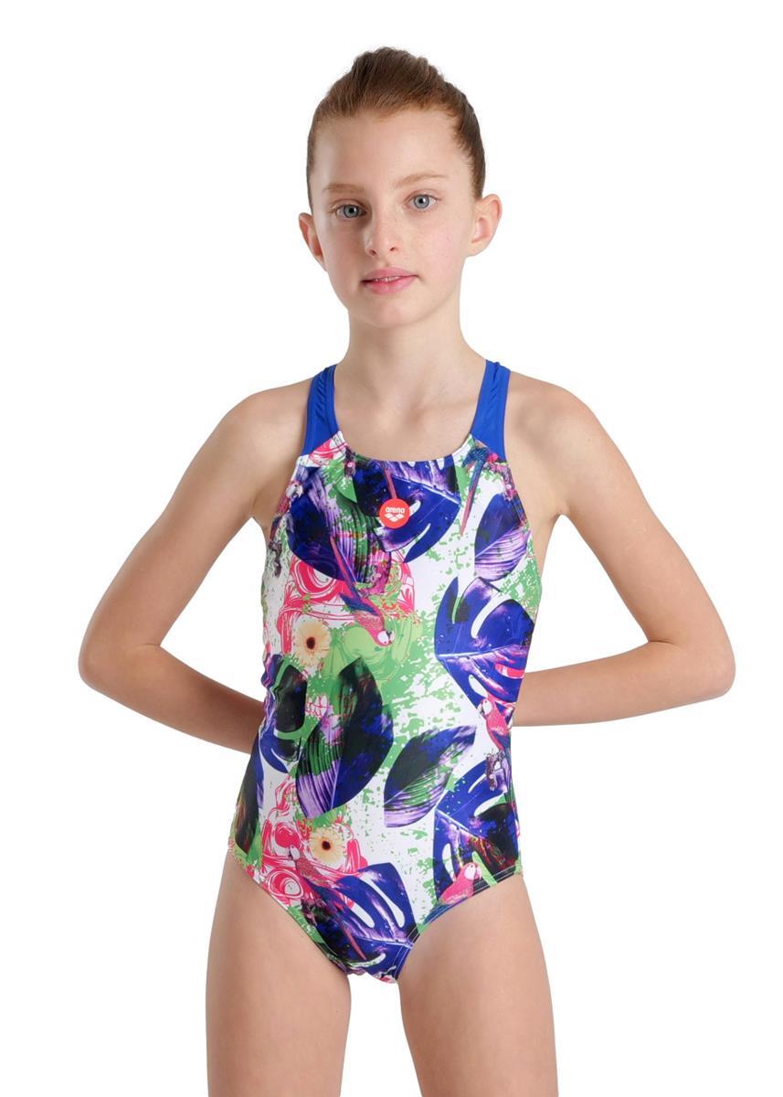 ARENA Arena Girl's Crazy Swimsuit - Neon/Blue/Multi