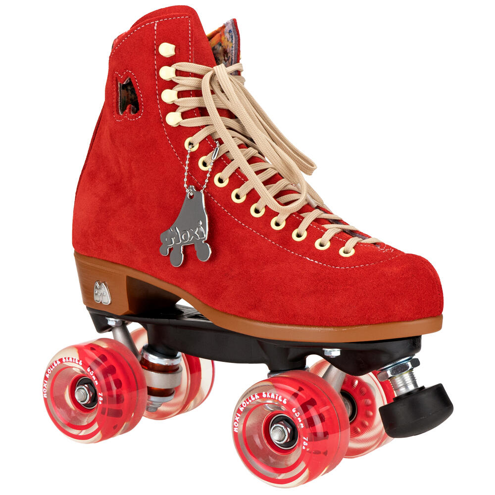 MOXI SKATES MOXI LOLLY HIGH TOP QUAD ROLLER SKATES WITH 65MM CLASSIC WHEELS - POPPY RED