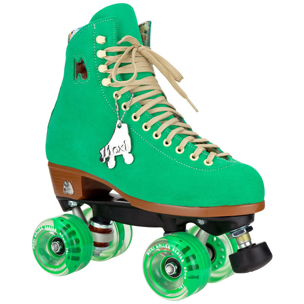 MOXI SKATES MOXI LOLLY HIGH TOP QUAD ROLLER SKATES WITH 65MM CLASSIC WHEELS - APPLE GREEN