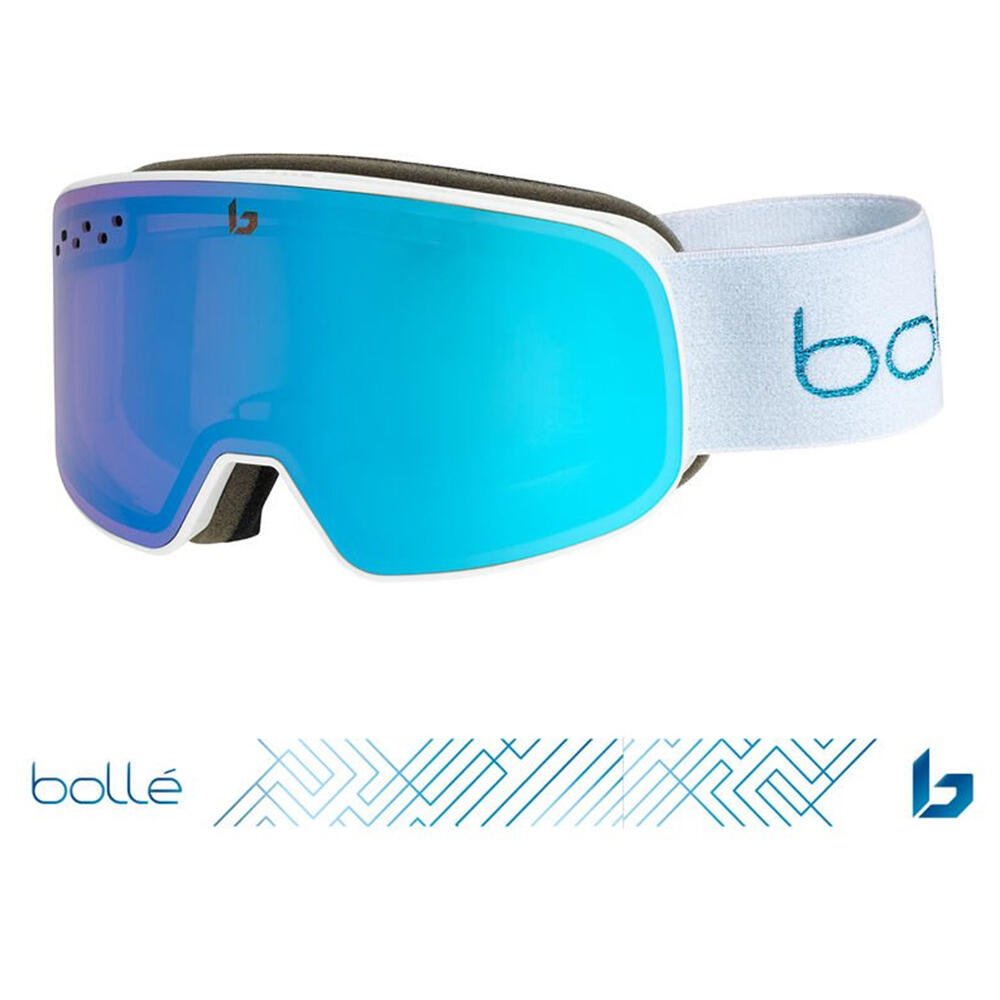 BOLLÉ NEVADA SMALL SNOW GOGGLES - White Metallic Blue/Azure