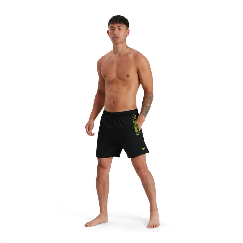 MEN'S SPORT PRINTED WATERSHORT - BLACK/YELLOW