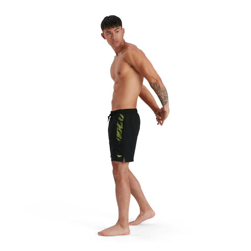 MEN'S SPORT PRINTED WATERSHORT - BLACK/YELLOW