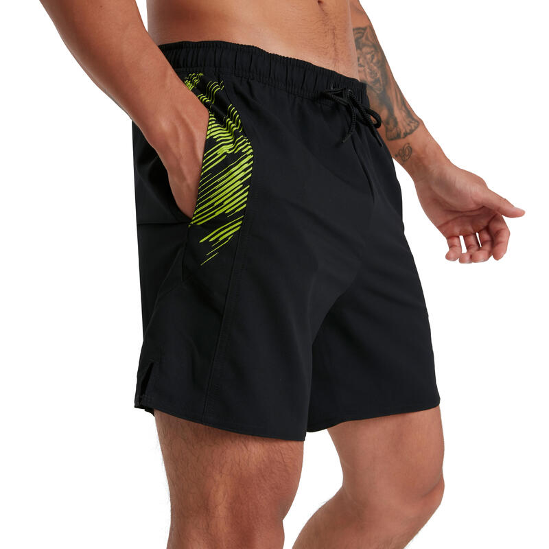 MEN'S SPORT PRINTED WATERSHORT - BLACK/YELLOW