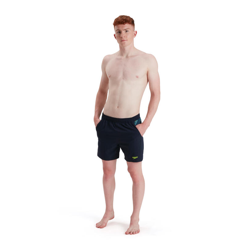 MEN'S SPORT PANEL WATERSHORT - NAVY BLUE/YELLOW-GREEN