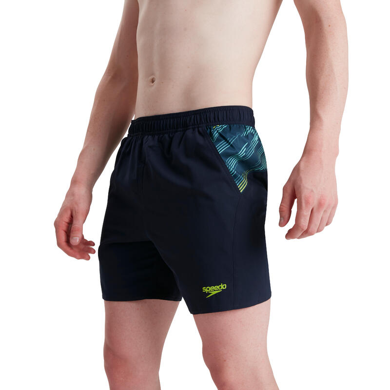 MEN'S SPORT PANEL WATERSHORT - NAVY BLUE/YELLOW-GREEN