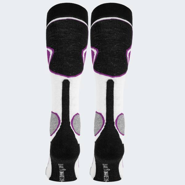 Chaussettes de ski | Mi-bas rembourrés | 2 paires | Unisex | Noir/Blanc/Violet