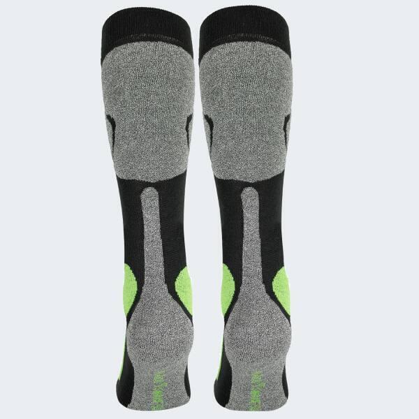 Chaussettes de ski | Mi-bas rembourrés | 2 paires | Unisex | Noir/Gris/Lime