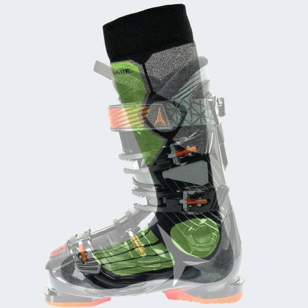 Chaussettes de ski | Mi-bas rembourrés | 2 paires | Unisex | Noir/Gris/Lime