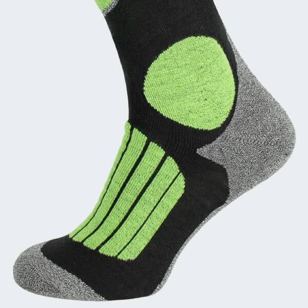 Chaussettes de ski | Mi-bas rembourrés | 2 paires | Unisex | Noir/Gris/Lime