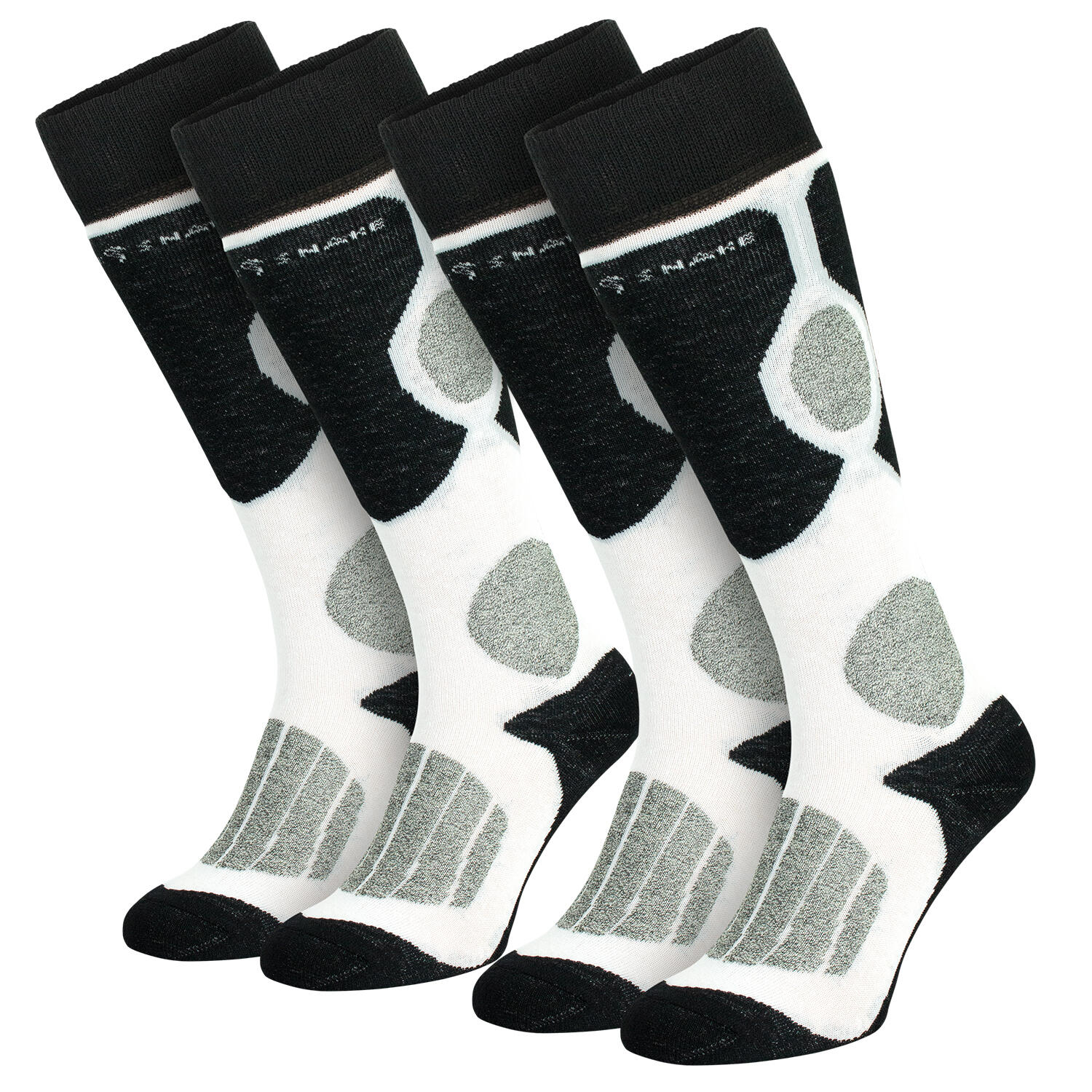 Calzini da sci | Gambaletti imbottiti | 2 paia | Unisex | Nero/Bianco