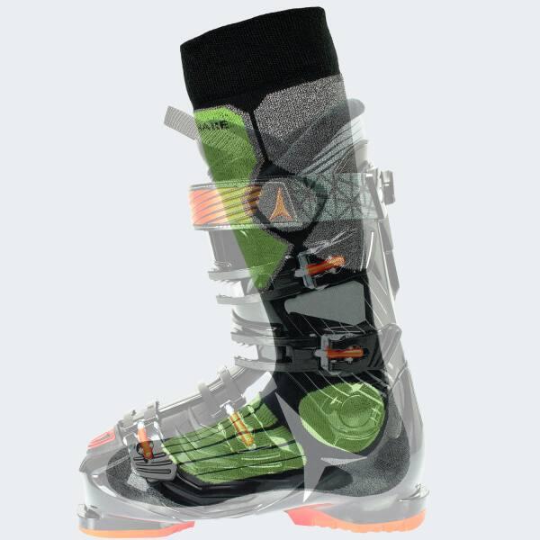 Calze da sci imbottite | 2 paia | Donna e Uomo | Nero/Grigio/Lime