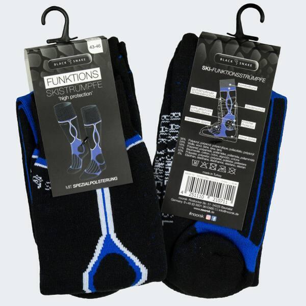 Chaussettes de ski | Mi-bas rembourrés | 2 paires | Unisex | Noir/Bleu