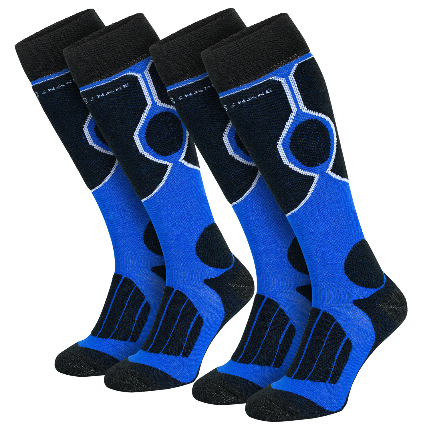 Ski socks | Padded knee socks | 2 pairs | Unisex | Black/Blue