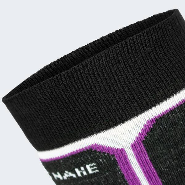 Șosete de schi căptușite | 2 perechi | Femei și bărbați | Negru/alb/violet