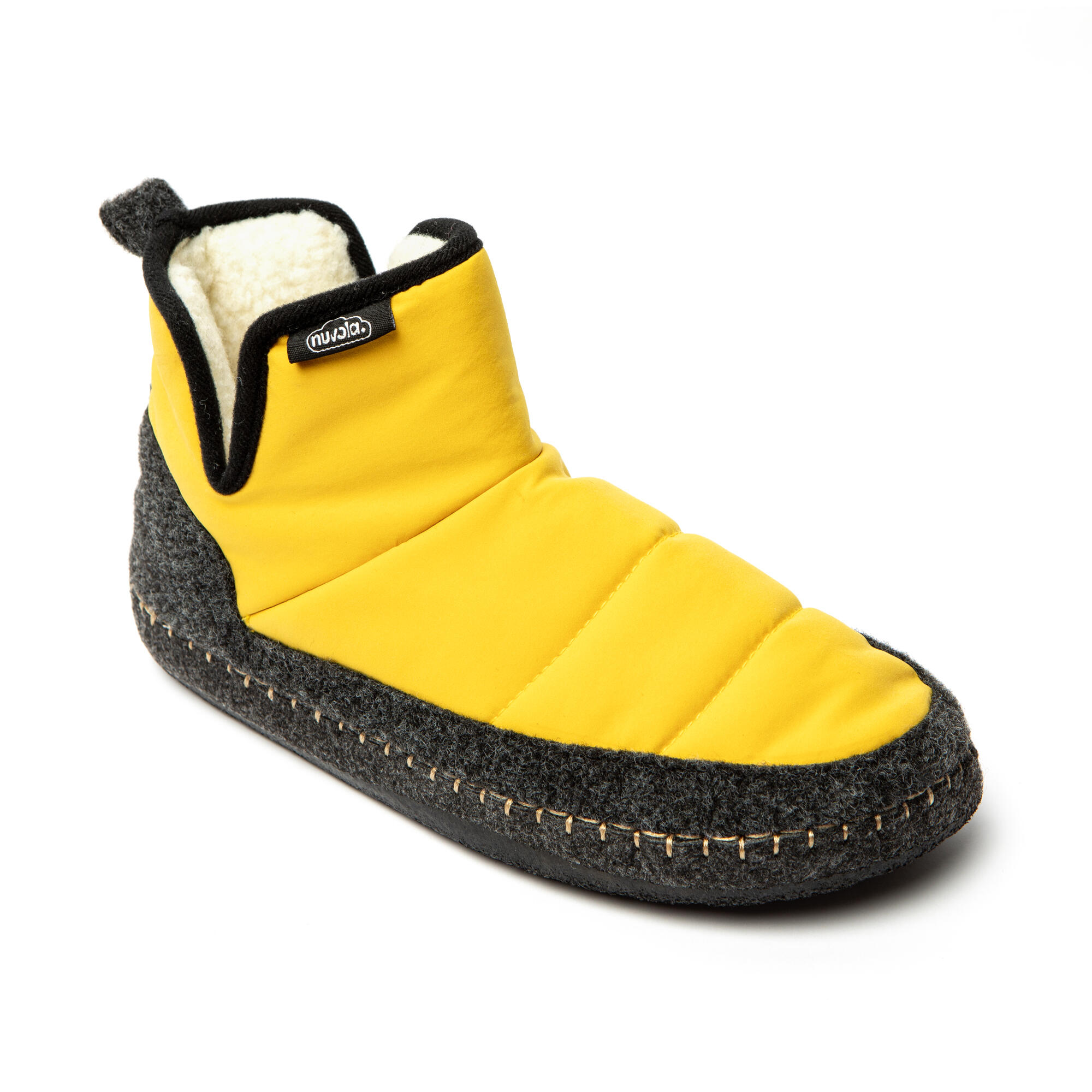 Nuvola unisex loungeslippers in mosterdkleur met rubberen zool 3/6