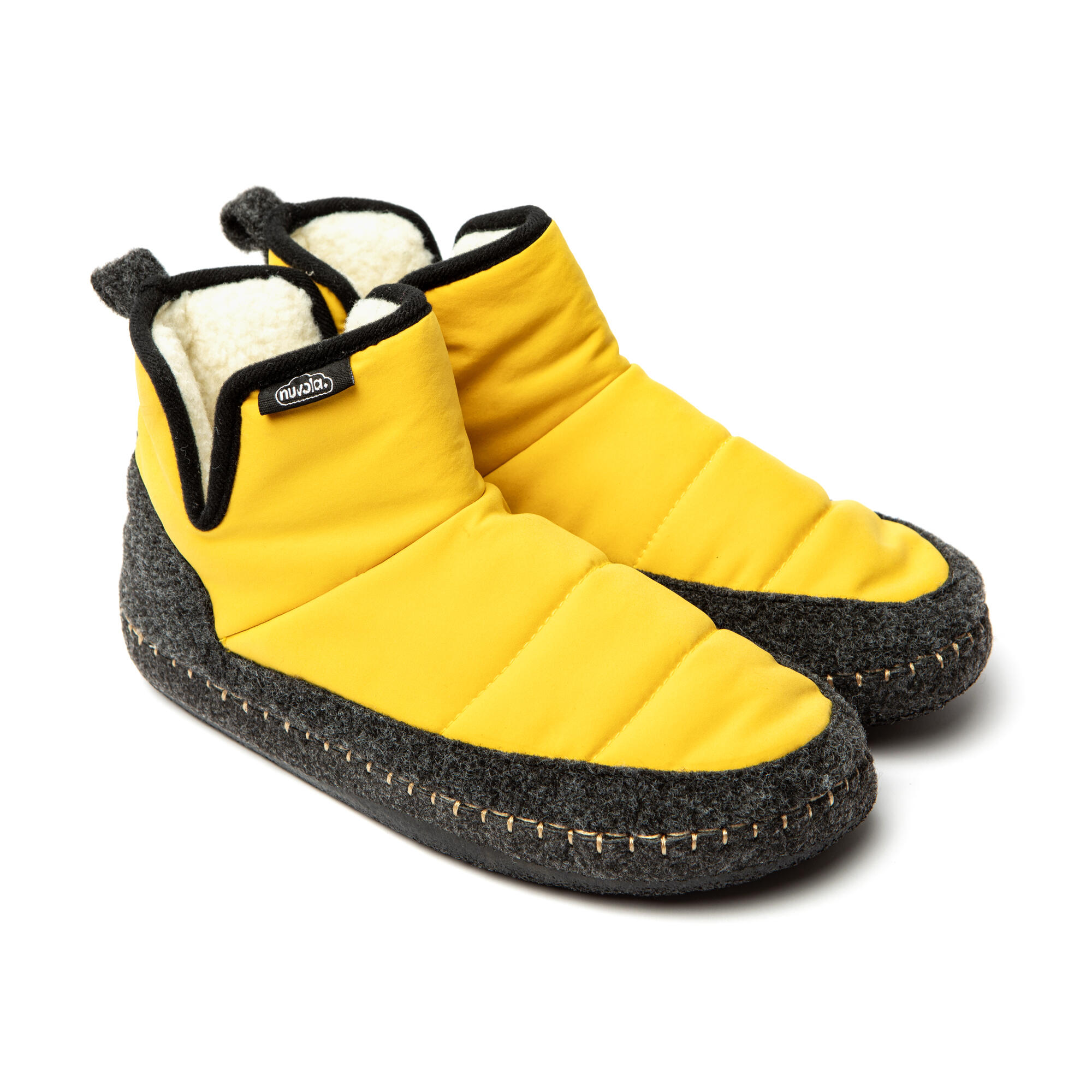 Nuvola unisex loungeslippers in mosterdkleur met rubberen zool 2/6