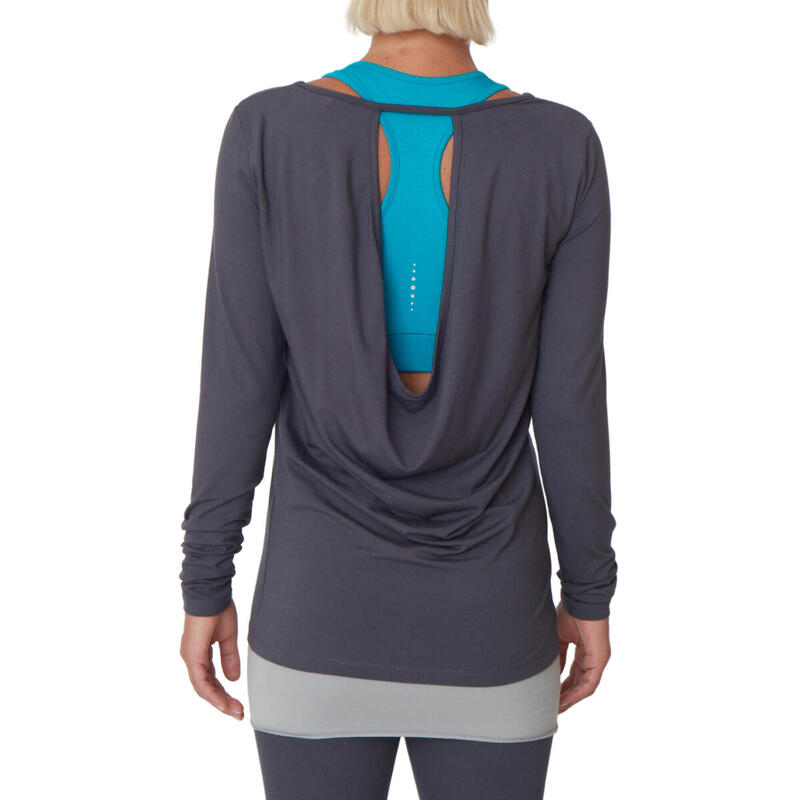 Yoga Top Open Back Yoga Damen Dunkel Grau Stretchig YOGISTAR