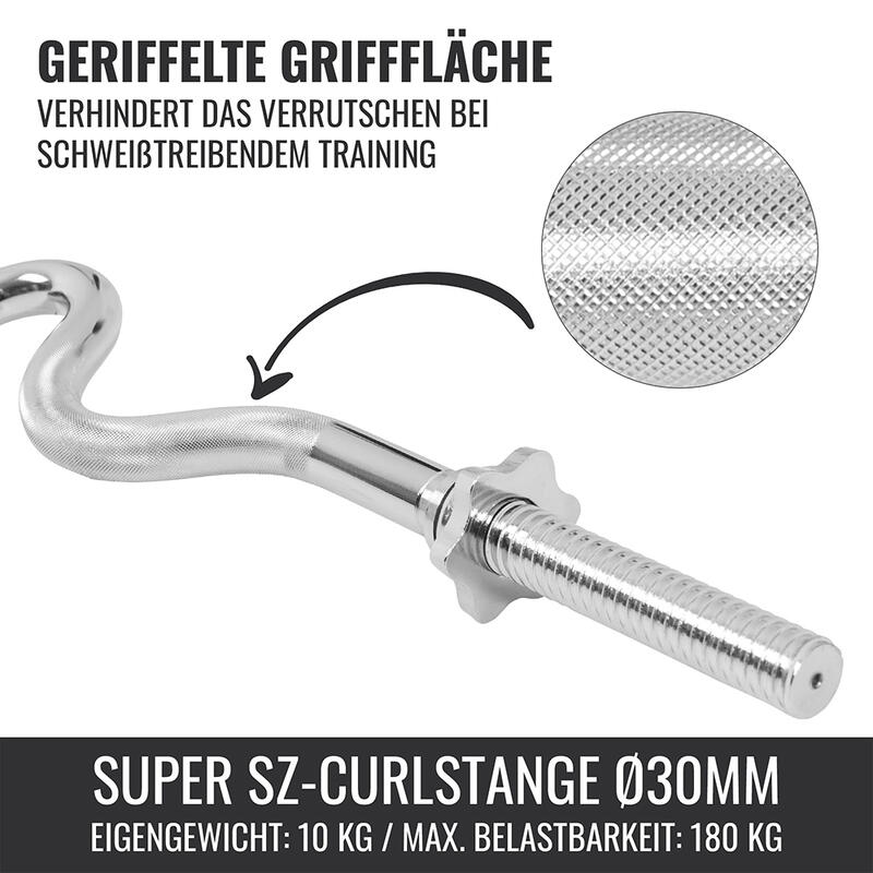 Super EZ Curl Stang - Barbell - 120 cm - 30 mm - Schroefsluiting