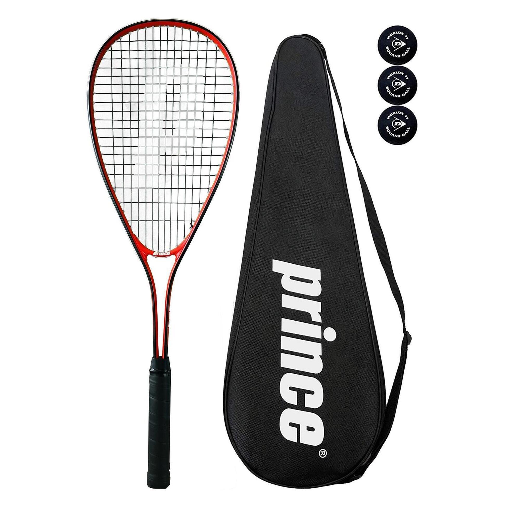 Prince Power Warrior Ti Squash Racket, Inc Protective Cover & 3 Squash Balls 1/1