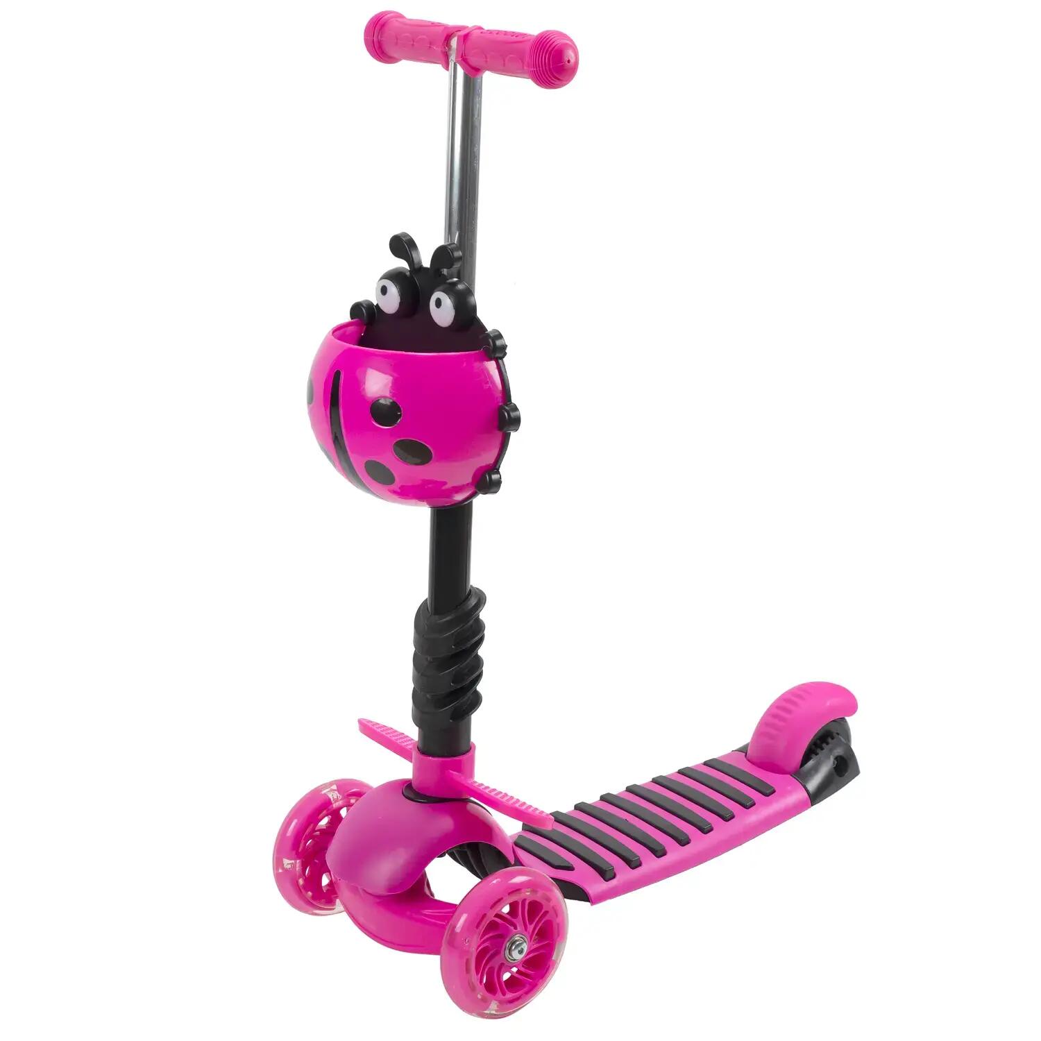 Trotineta Smart Kid 3 in 1 cu roti luminoase roz 4/5