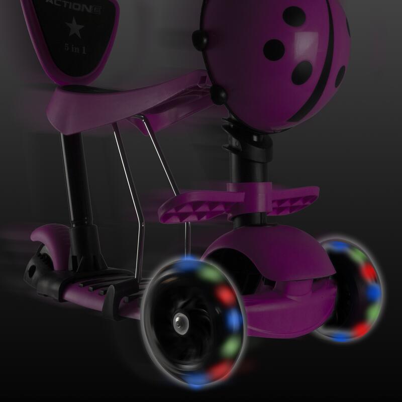 Big Wheels 5 az 1-ben roller széles és fényes kerekekkel, rózsaszínű