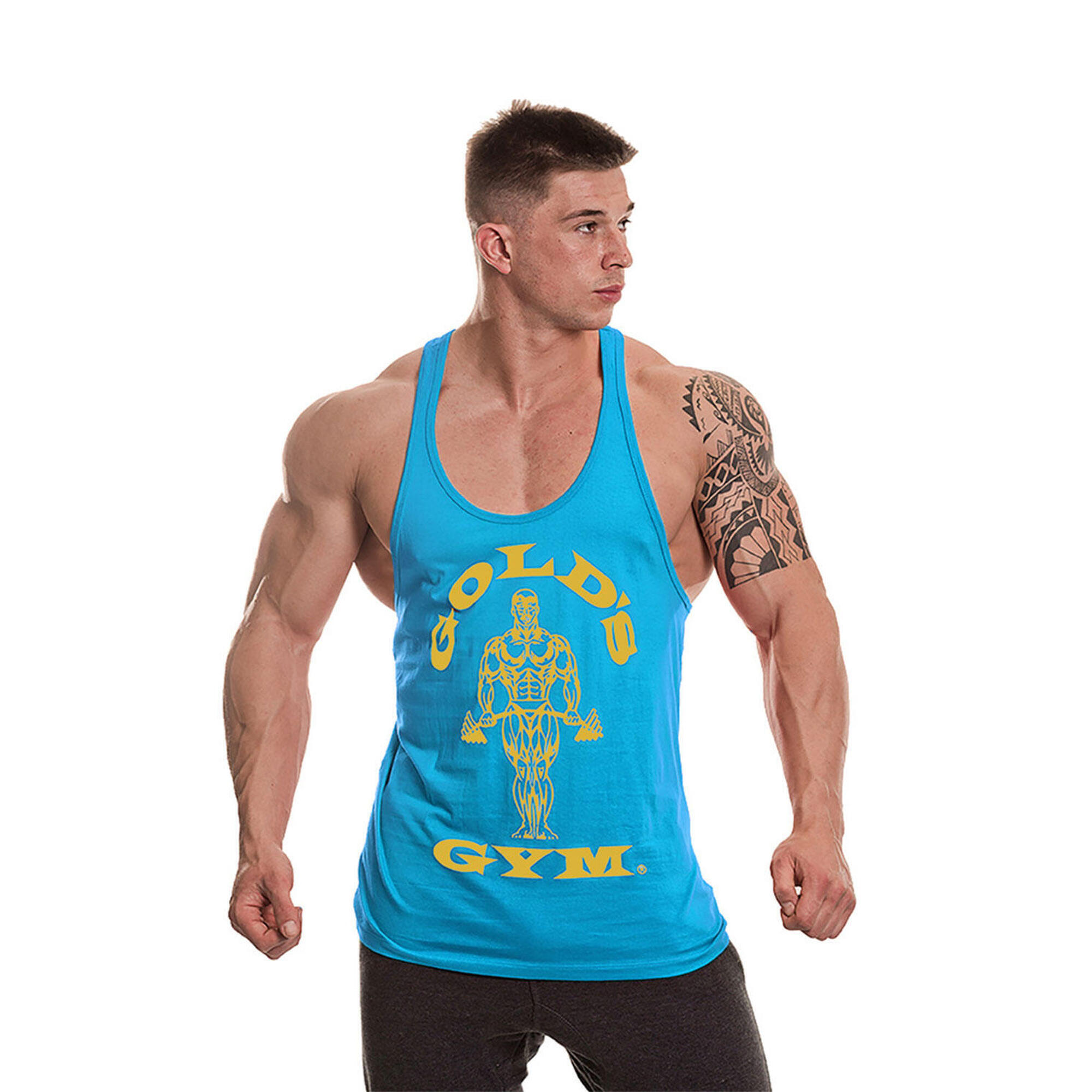 Men's Gold's Gym Muscle Joe Print Premium Stringer Vest 1/4