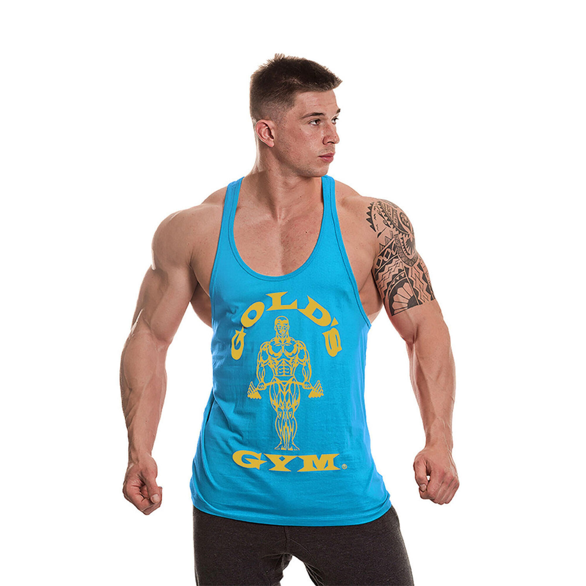 GOLD'S GYM Men's Gold's Gym Muscle Joe Print Premium Stringer Vest