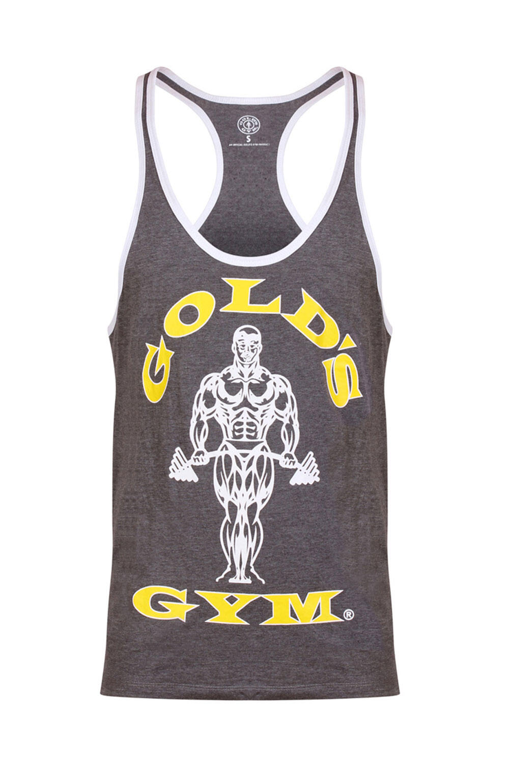 Men's Gold's Gym Contrast Muscle Joe Print Stringer Vest GOLD S