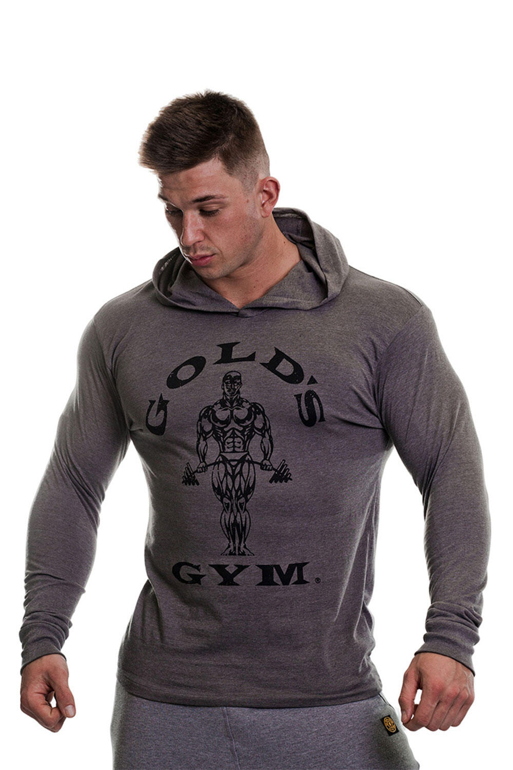 Men's Muscle Joe Printed Long Sleeve Hooded T-Shirt 1/4